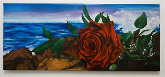 Ručně malovaný obraz na plátně květiny Růže u moře