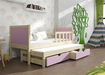 dětská dřevěná rozkládací postel z masivního dřeva borovice Pinokio 4 přírodní chojm