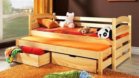 dřevěná rozkládací dvojí postel z masivního dřeva borovice Toska meblano