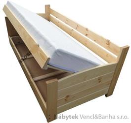 dřevěná jednolůžková postel s úložným prostorem VIP chalup
