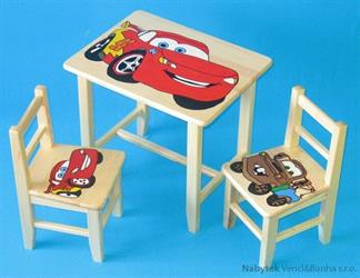 dětský stoleček a židličky z borovice Auto W16 1S+2K+1T mixdre
