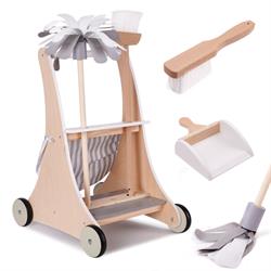 dětská dřevěná hračka úklidový vozík dekorace kik