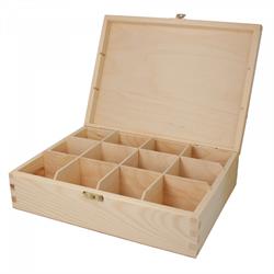 Dřevěná krabička na čaj 12 přihrádek H12Z uzamykatelná galanteriadrew