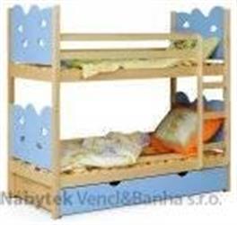dětská dřevěná patrová postel Rybka modrá chojm