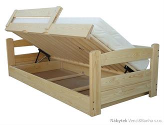 dřevěná dvoulůžková manželská postel s úložným prostorem Turbo chalup