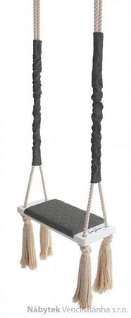 dětská dřevěná závěsná houpačka, polstrovaná Wood Swing dark gray babysteps