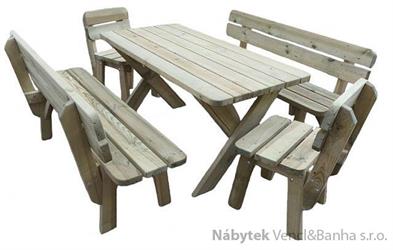 dřevěný zahradní nábytek vencl 1S+2L+2K 200 cm euromeb 13